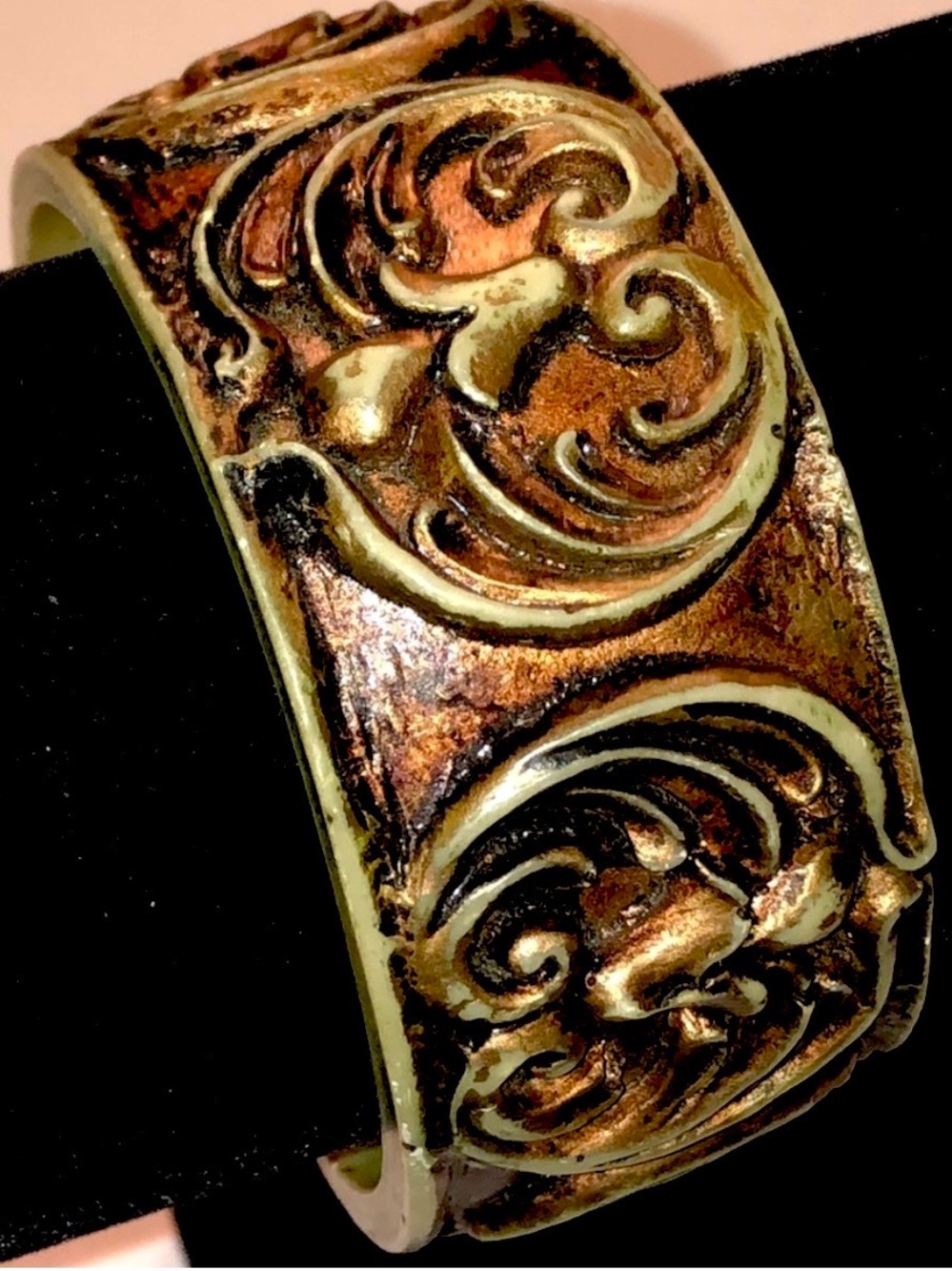 BANGLE BRACELET | Vintage Boho Aged Bronze Chunky Style | Neutral Tones | Unisex - Picture 8 of 12
